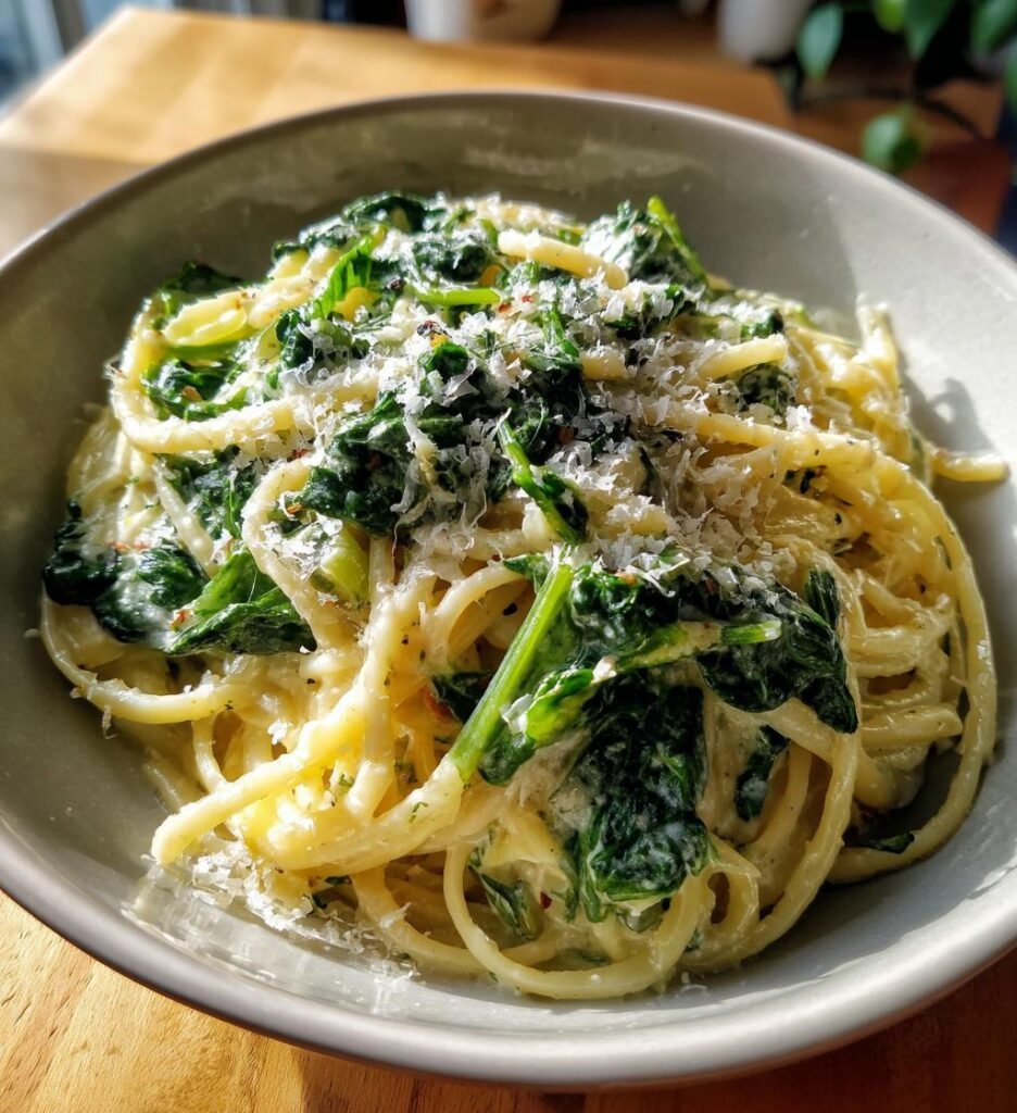 Easy Creamy Spinach Pasta (Vegetarian)