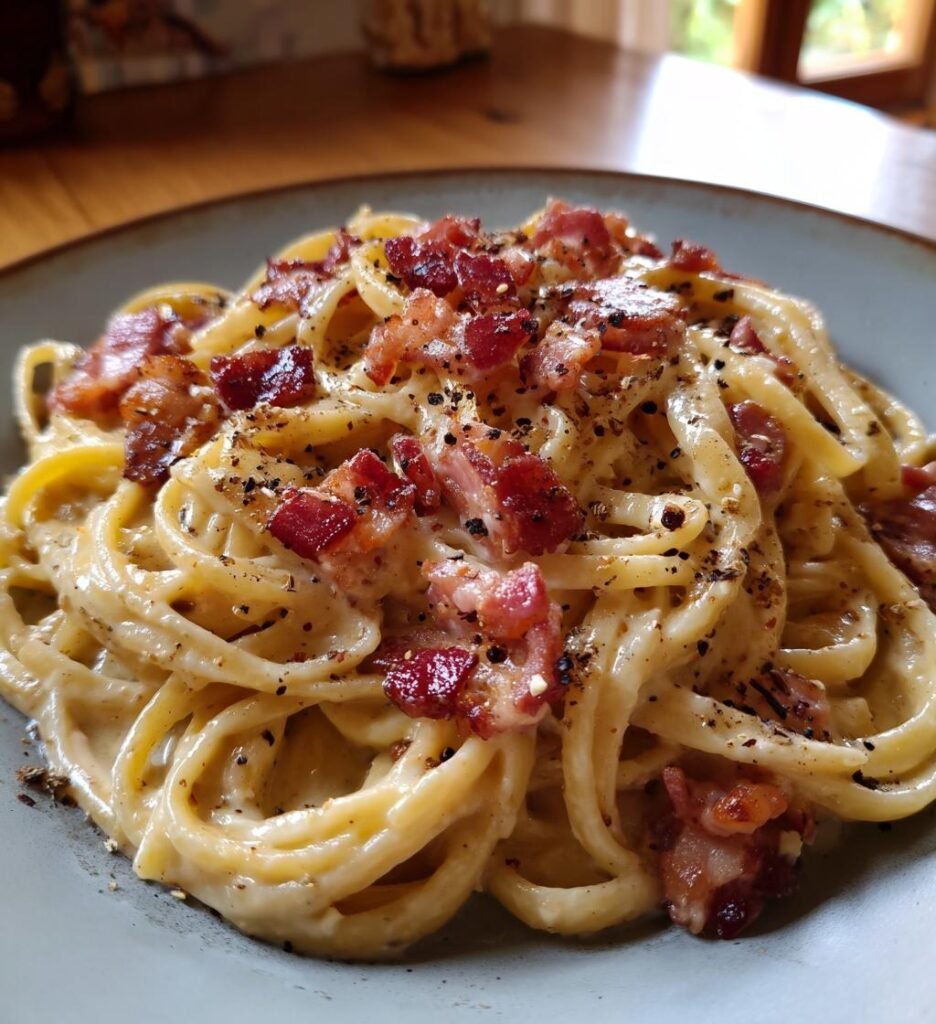 creamy carbonara with bacon recipe
