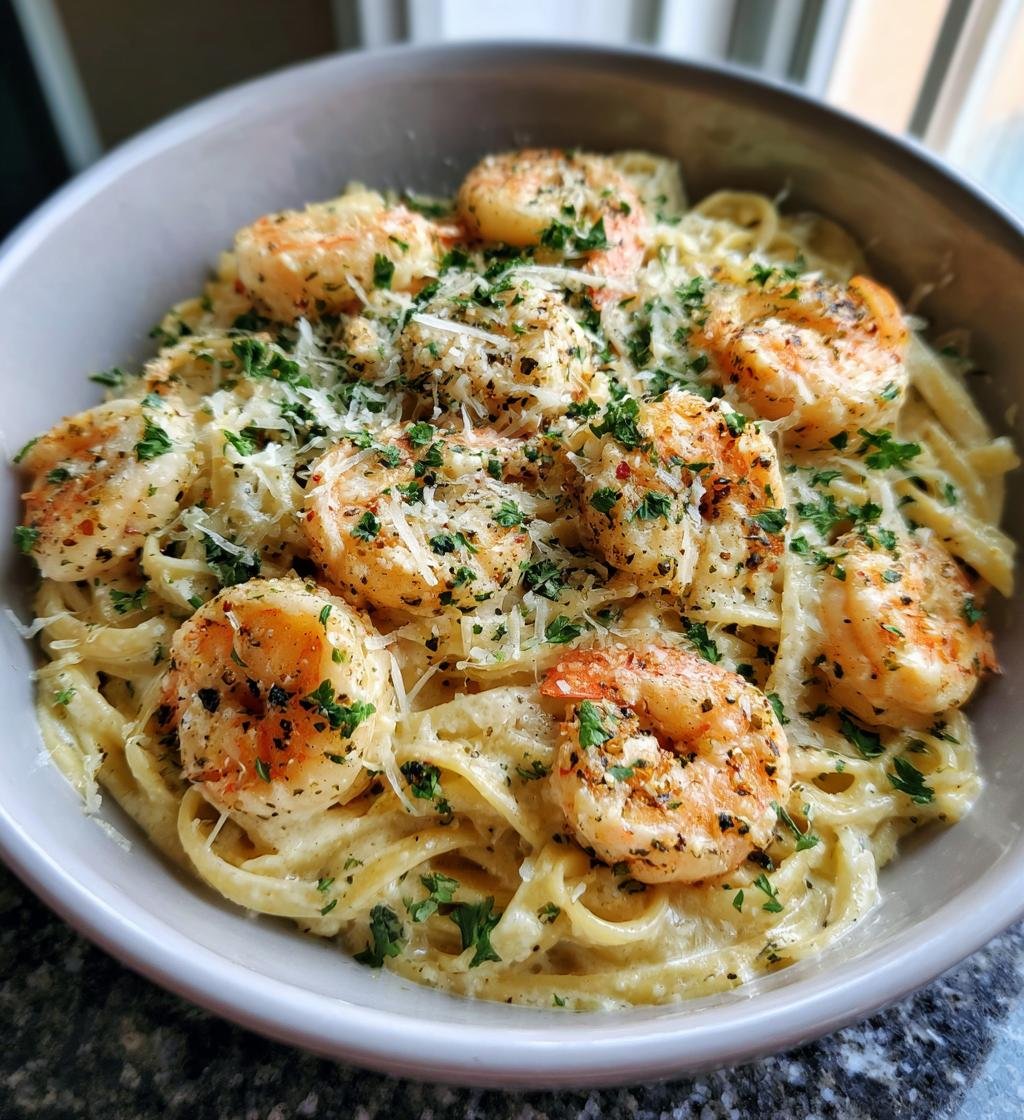 creamy garlic shrimp pasta