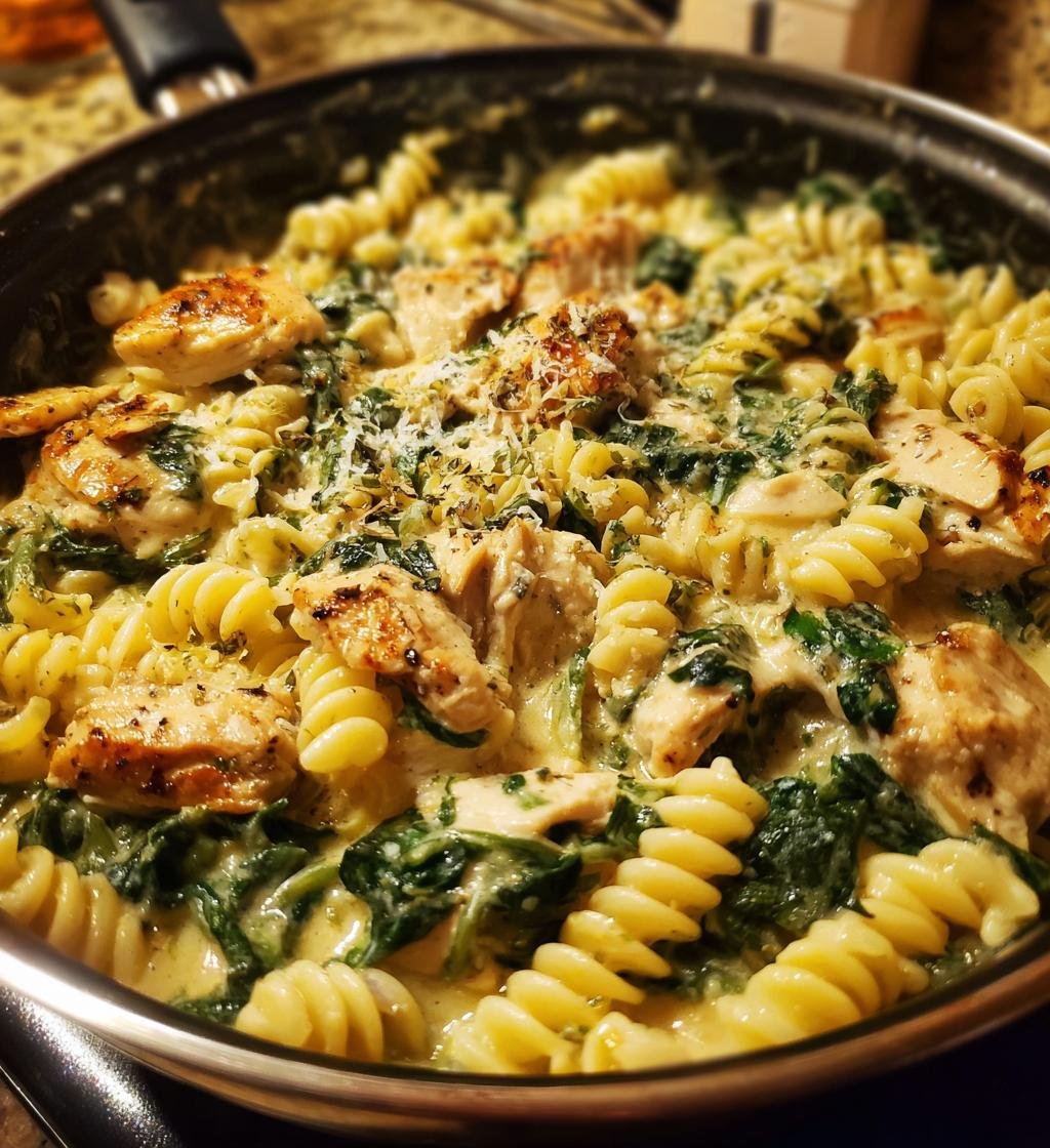 creamy chicken and spinach pasta