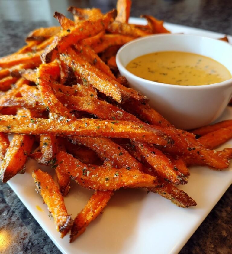 crispy air fryer sweet potato fries with dipping sauce