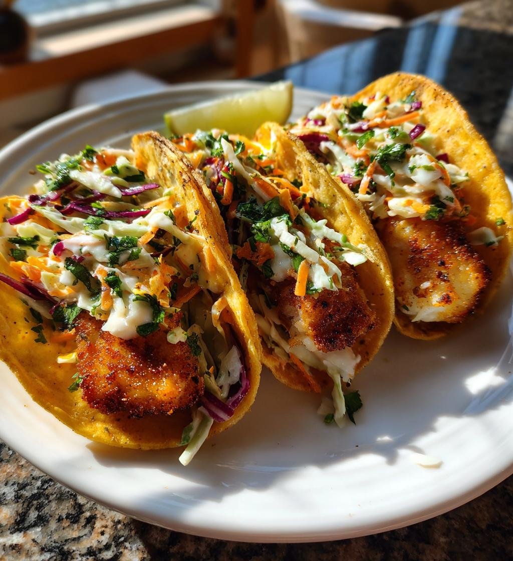 Crispy Air Fryer Fish Tacos with Creamy Slaw - Easy & Delicious