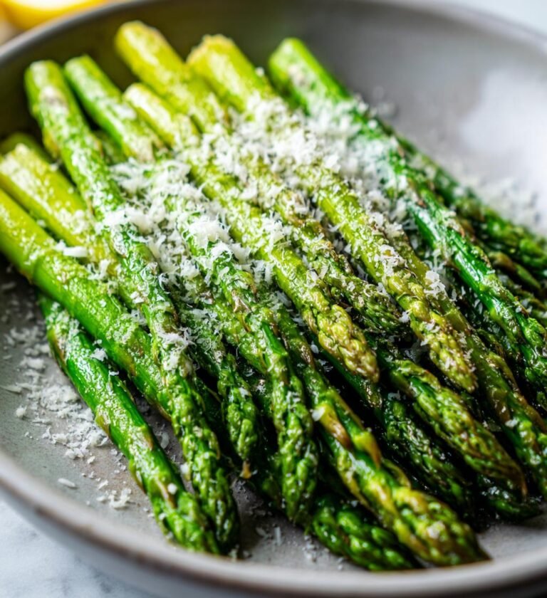 air fryer asparagus with lemon and parmesan