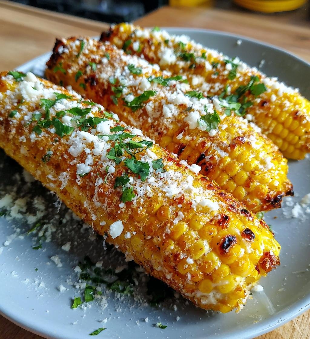 Crispy Air Fryer Street Corn with Cotija Cheese – Easy and Delicious