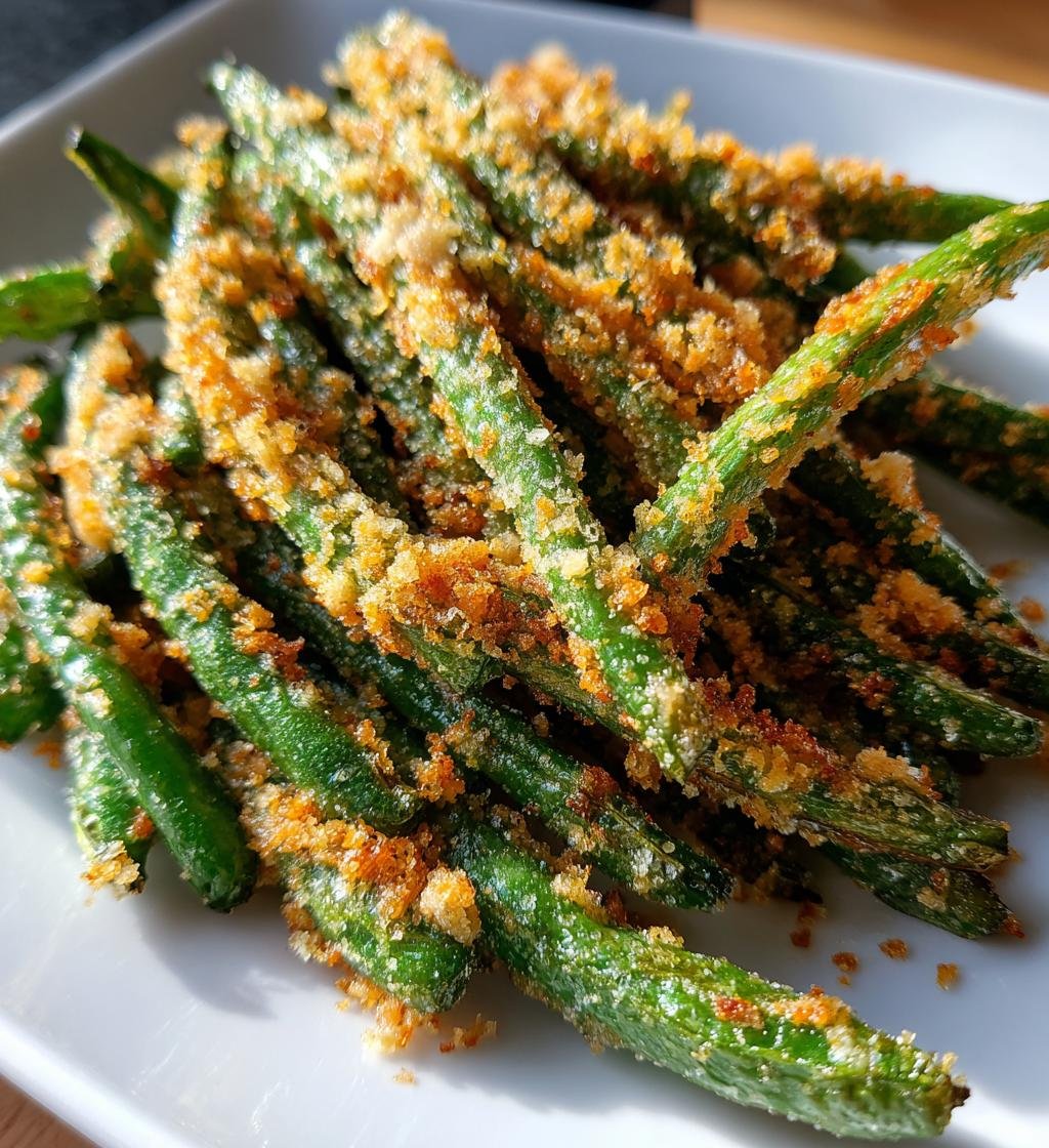 crispy air fryer green beans with parmesan crust